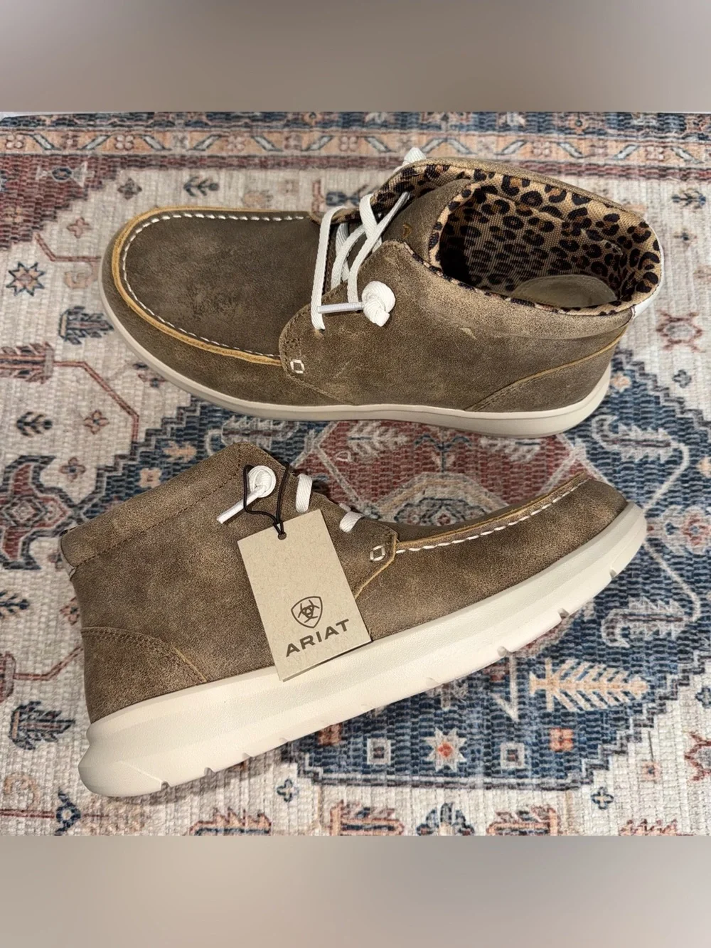 Ariat Taupe Brown Suede Men's Chukka with Leopard Lining